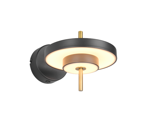 Keaton LED sein&auml;valaisin mattamusta/messinki 2300+3000+4000K