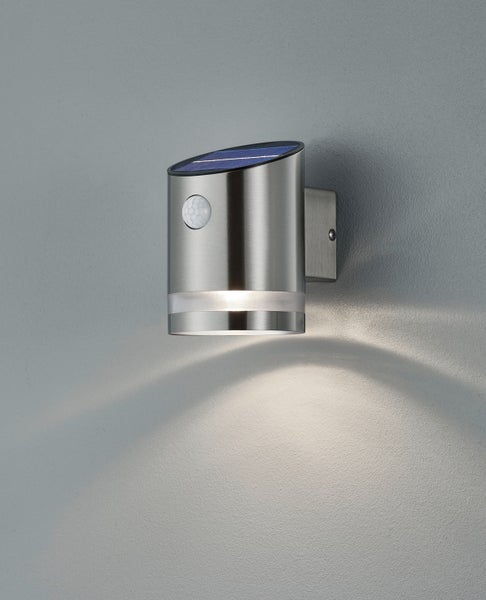 Salta LED aurinkokennovalaisin 13cm 3000K IP44 harjattu ter&auml;s