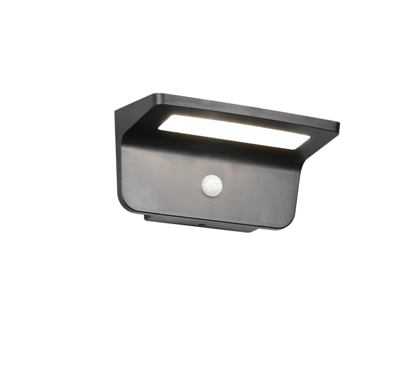 Atico hybrid aurinkokenno LED sein&auml;valaisin musta ladattava/lataava sensor 4000K