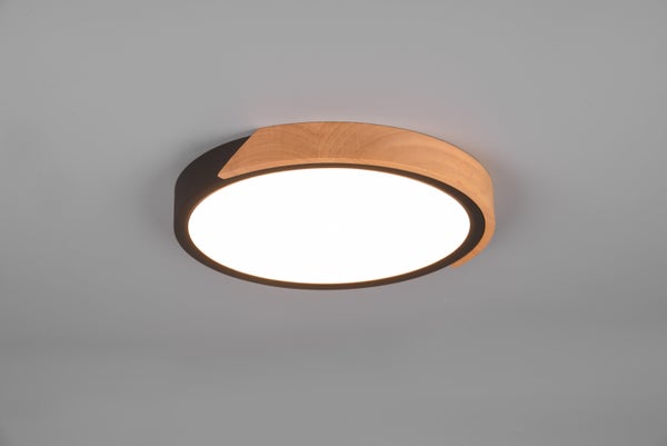 Jano LED kattovalaisin 20W 3000K 31cm mattamusta/puu