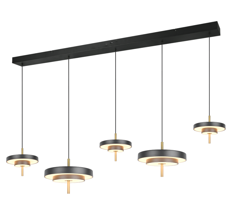 Keaton LED riippuvalaisin 5-os mattamusta/messinki 2300+3000+4000K