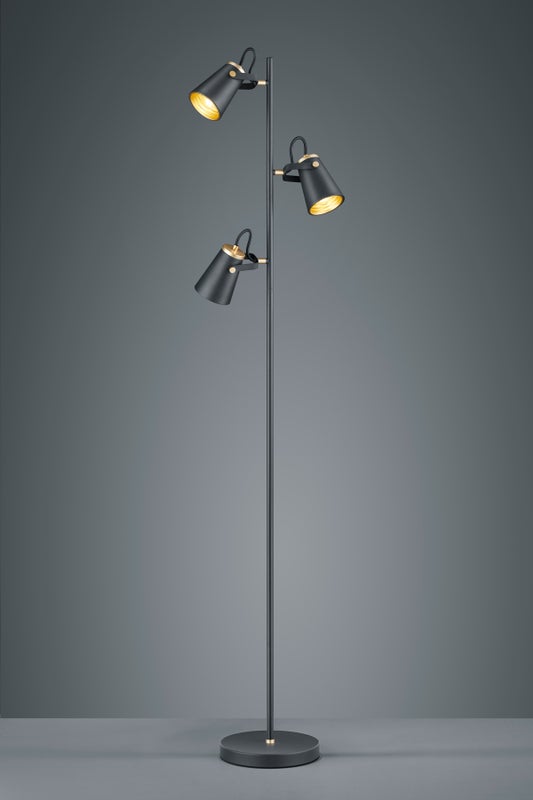 Edward lattiavalaisin 3xE14 160cm mattamusta/kulta