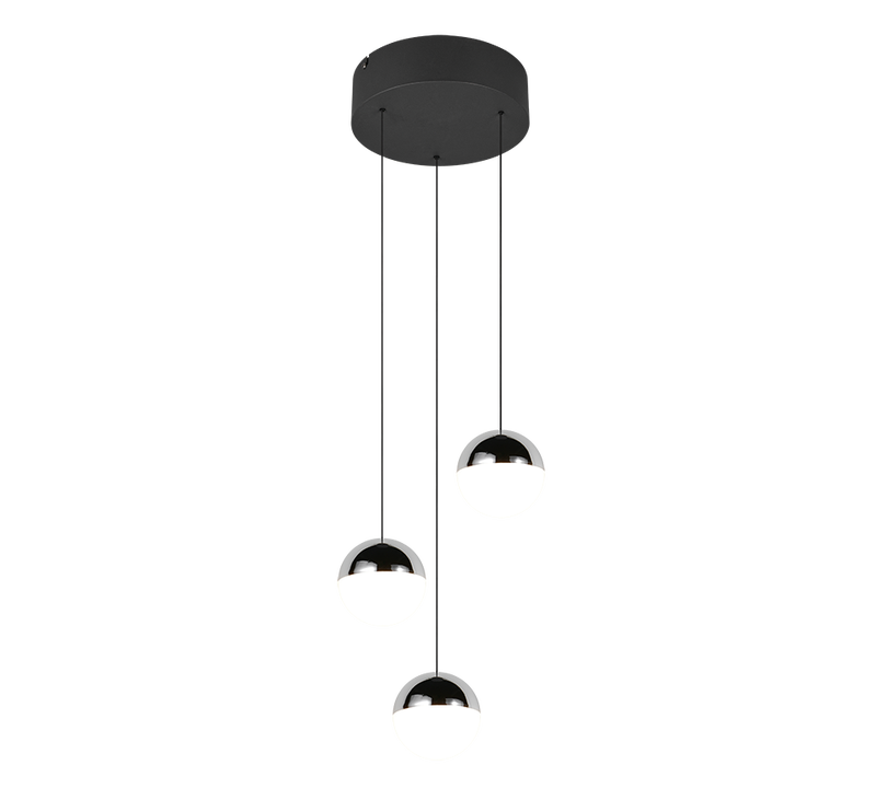 Senta LED riippuvalaisin 3-os 20 cm mattamusta/kromi 4000K