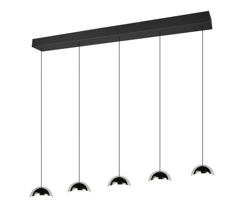 Senta LED riippuvalaisin 5-os mattamusta/kromi 4000K