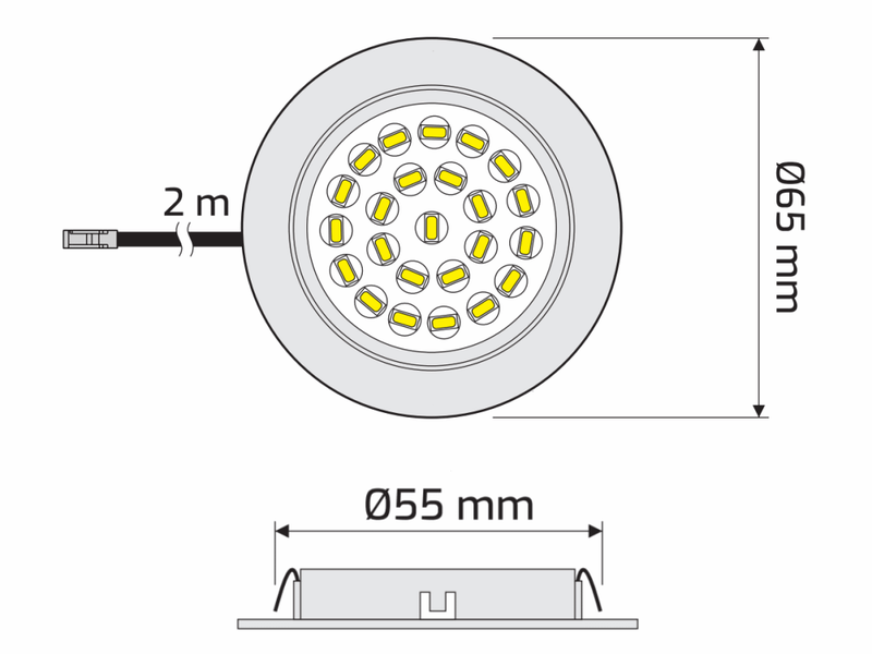Valoset Oiva kalustevalaisin LED 12V 2W 3000K harj. ter&auml;s